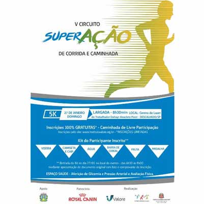Foto: Dia 27 acontece em Descalvado o ‘V Circuito Super-Ação de Corrida e Caminhada’