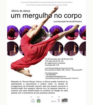 Abertas as inscrições para a oficina de dança “Um Mergulho no Corpo”