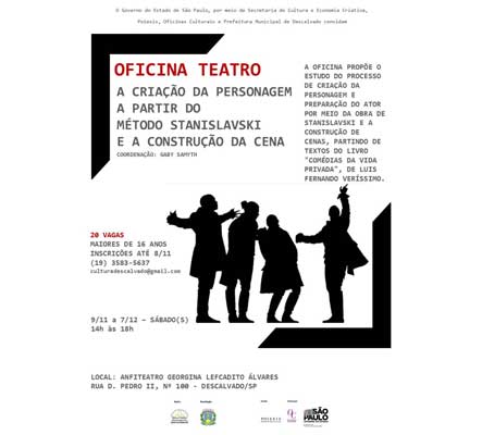 Divisão de Cultura abre inscrições para oficina de teatro gratuita