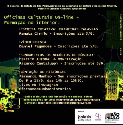 Foto: Divisão de Cultura divulga novas oficinas virtuais para o mês de junho
