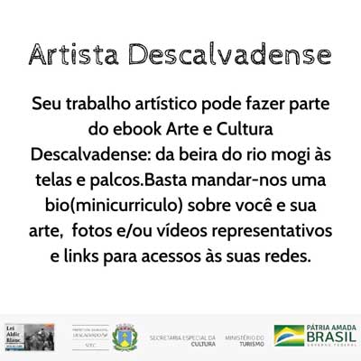 Foto: Seu Trabalho Artístico pode fazer parte do ebook Arte e Cultura Descalvadense
