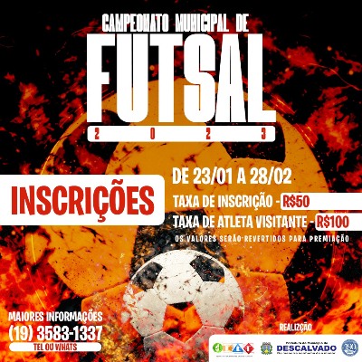 Foto: Inscrições abertas para Campeonato Municipal de Futsal 2023