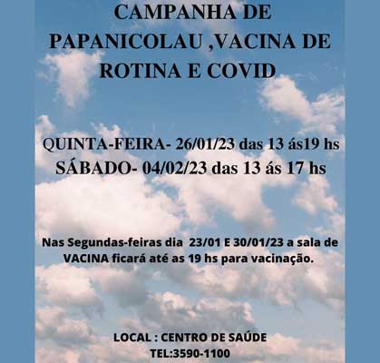 Campanha de Papanicolau, vacinas de rotina e Covid