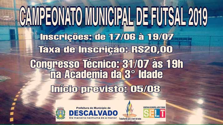 Campeonato Municipal de Futsal está com inscrições abertas
