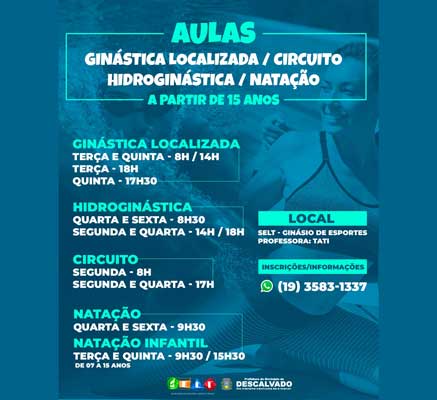 Estão abertas inscrições para aulas de Hidroginástica e Natação do CLT