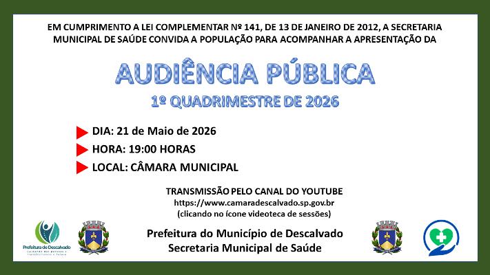 Foto: Audiência Pública da Secretaria de Saúde - 1º Quadrimestre de 2026