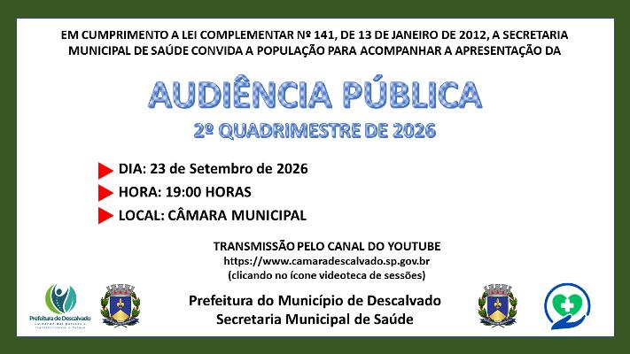 Foto: Audiência Pública da Secretaria de Saúde - 2º Quadrimestre de 2026
