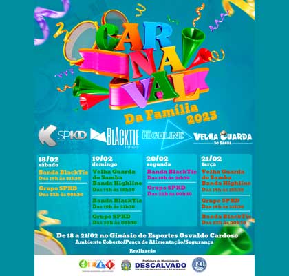 SELT divulga a programação oficial do Carnaval da Família 2023