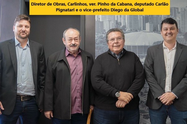 Vice-prefeito Diego da Global, vereador Pinho e diretor de Obras entregam pedidos de recursos em SP