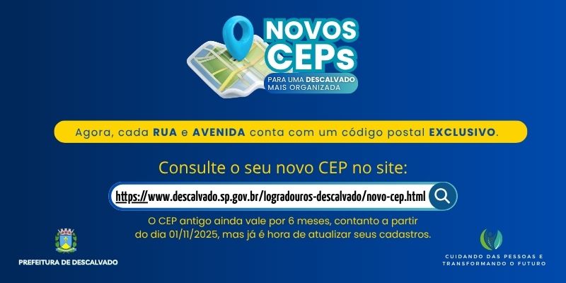 Foto: Atualização dos Códigos de Endereçamento Postal (CEPs) de Descalvado