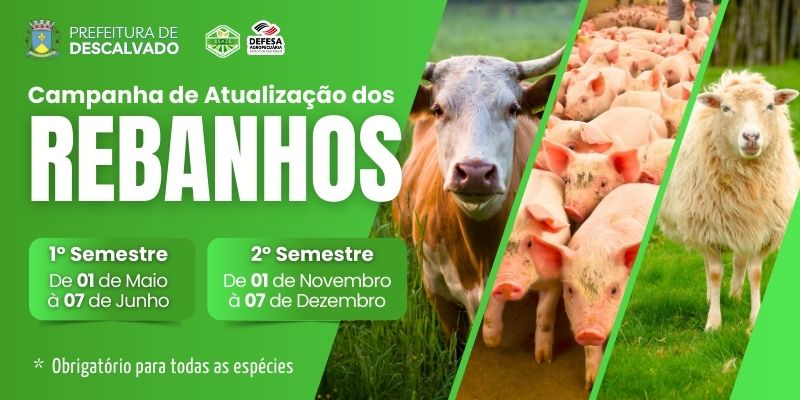 Foto: Coordenadoria de Defesa Animal local, informa aos produtores rurais sobre a Campanha de Atualização dos Rebanhos, obrigatória para todas as espécies animais.