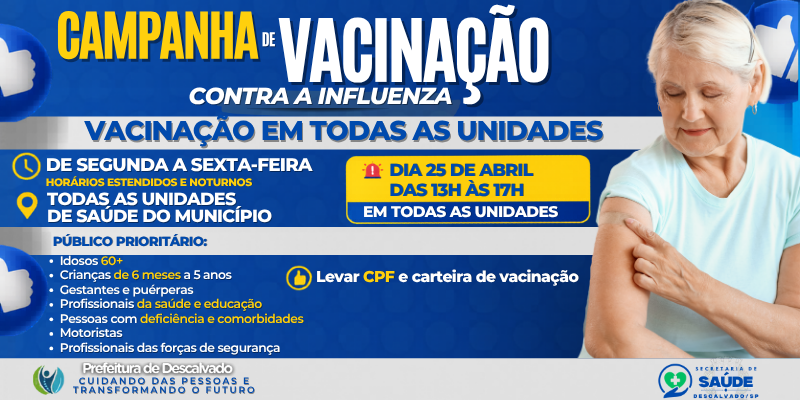 Foto: Vacinação contra a Influenza já começou em Descalvado