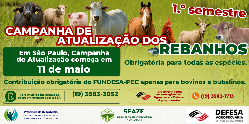 Foto: Campanha de Atualização dos Rebanhos segue em andamento no Estado de São Paulo
