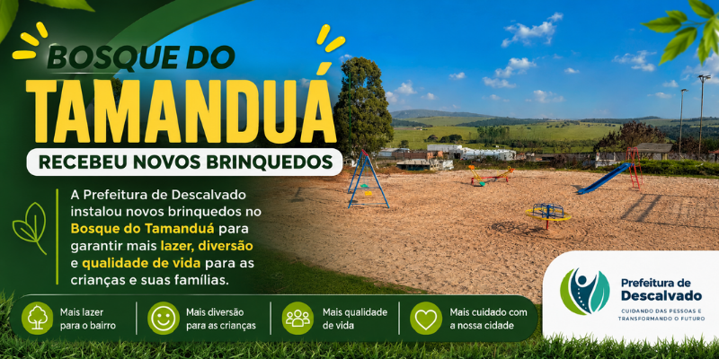 Foto: Bosque do Tamanduá recebe novos brinquedos e ganha mais opções de lazer para as famílias