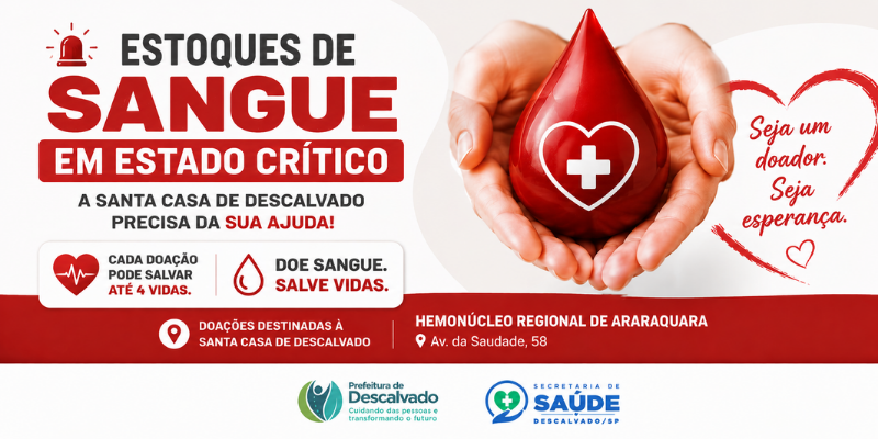 Foto: Santa Casa de Descalvado faz apelo à população para reforçar estoques de sangue em estado crítico