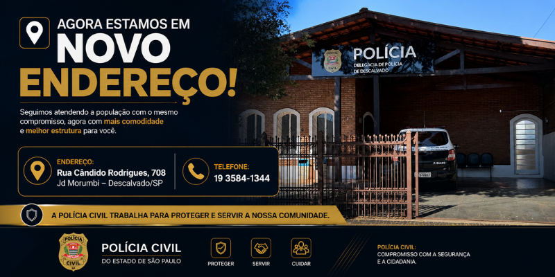 Foto: Delegacia de Polícia Civil de Descalvado passa a atender em novo endereço