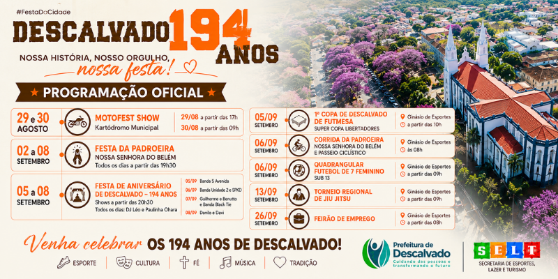 Foto: Descalvado celebra 194 anos com um mês de atrações para toda a população