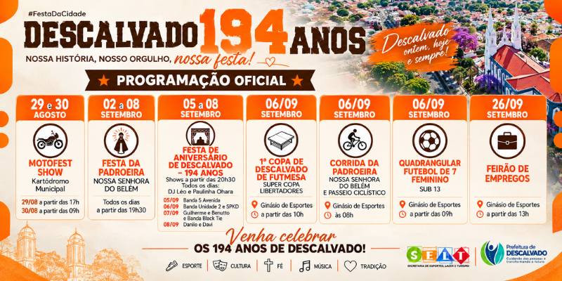 Foto: Descalvado celebra 194 anos com um mês de atrações para toda a população