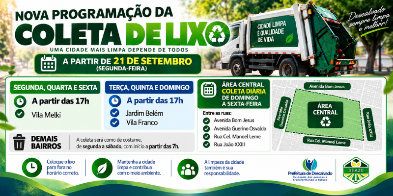 Foto: Nova programação da coleta de lixo começa a valer em Descalvado
