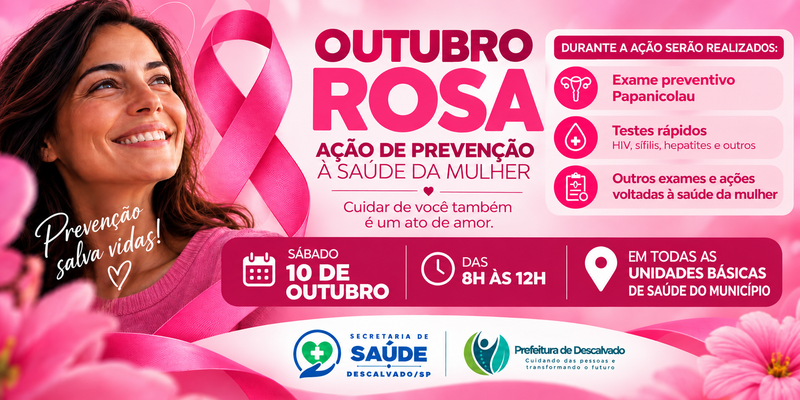 Foto: Outubro Rosa: Descalvado promove ação de prevenção e cuidados com a saúde da mulher